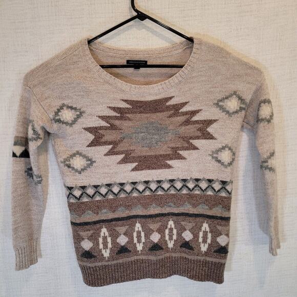 American Eagle Outfitters Sweaters - American Eagle Sweater Womens S Tan Aztec Wool Blend Knit Pullover Southwest